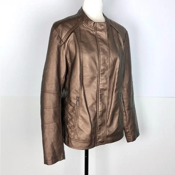 Haggar metallic bronze vegan jacket - Picture 2 of 6